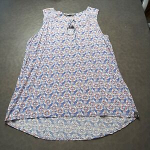 The North Face Womens Sleeveless Tunic Tank Top Blue Print Size L